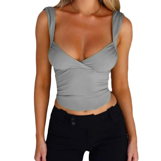 Women Solid Color Camisoles V-Neck Sleeveless Summer Tops