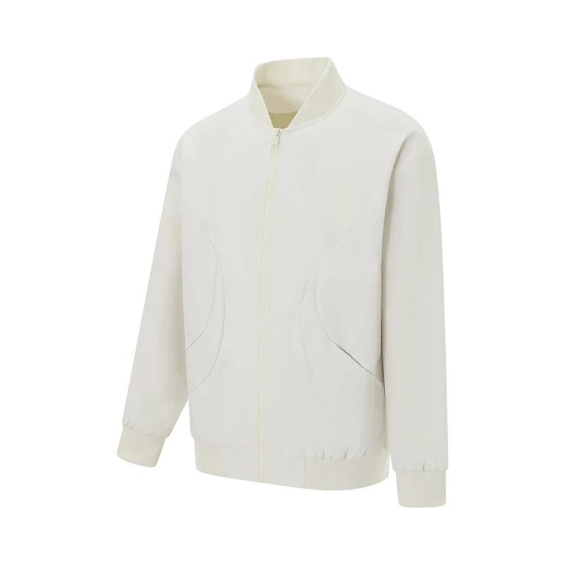 Men's Long Sleeve Baseball Jacket Zip Up Stand Collar Coat