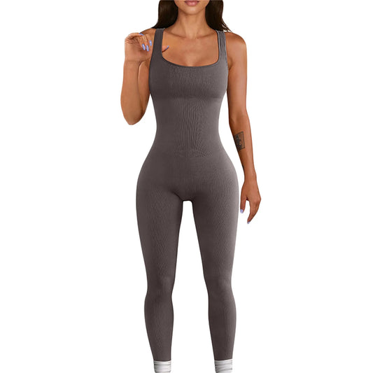 Women Sleeveless Bodycon Jumpsuit Summer Solid Color Romper