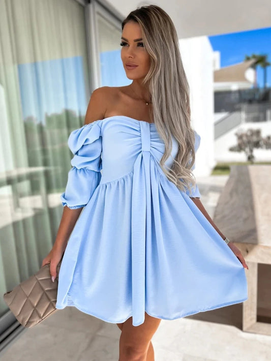 2025 Spring&Summer New Arrival Sexy Holiday Style Dress Light Blue