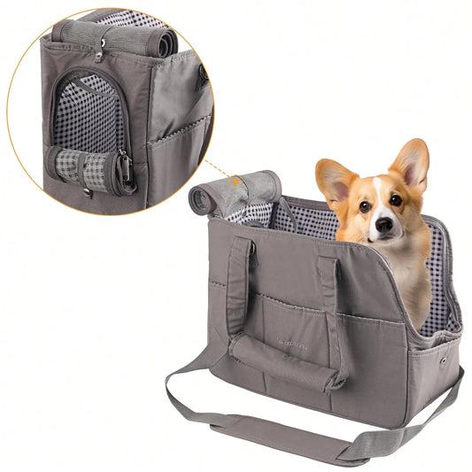 Removable Womens Pet Carrying Handbag Dark Gray for Small Dogs Cats
