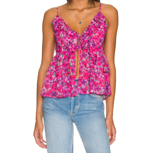 Women's Floral Print Spaghetti Strap Tank Top Sleeveless