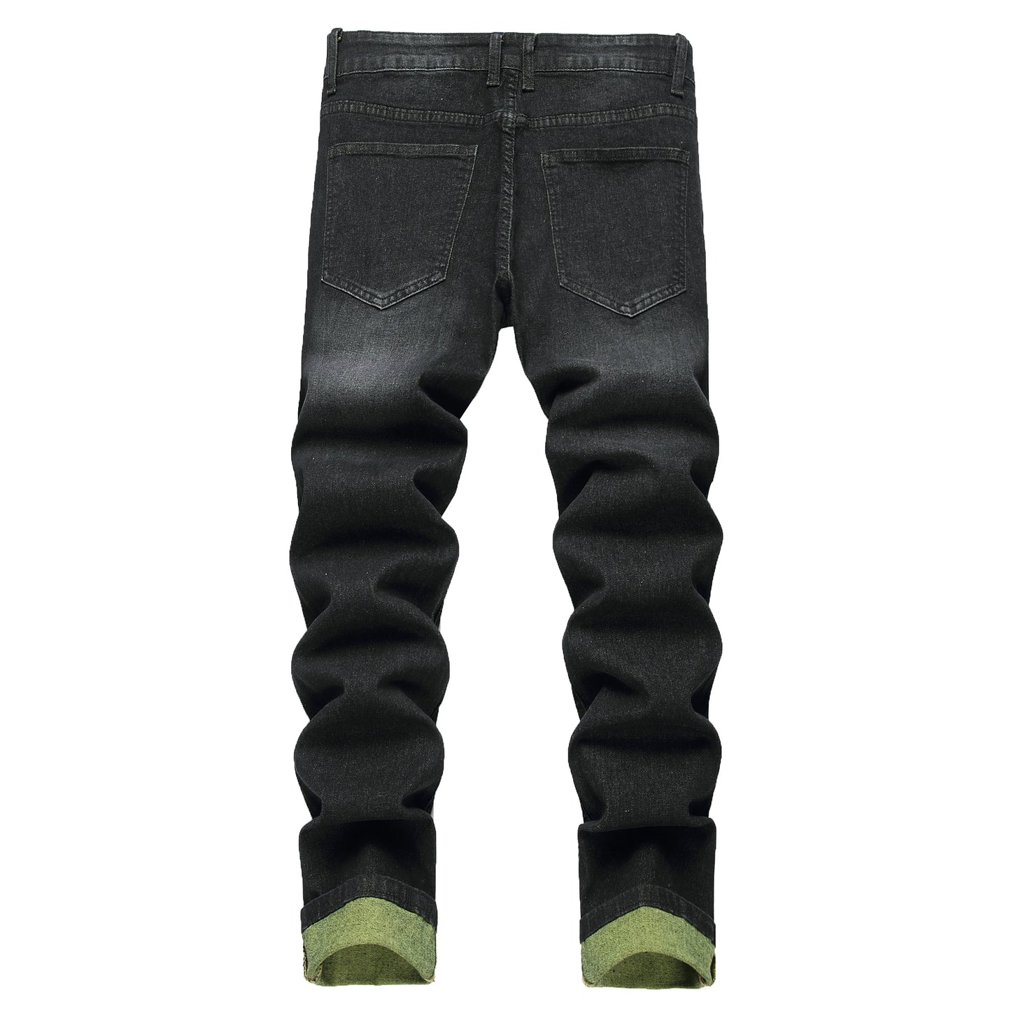 Men's Black Jeans Elastic Black Cattle Destroyed Jeans 515-1
